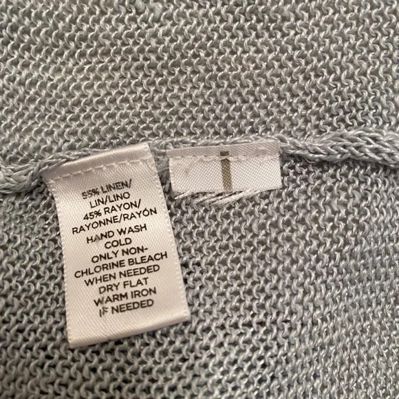 Ann Taylor Loft Linen Blend Ice Blue/Gray Open Front Cardigan Sz L - Picture 5 of 5